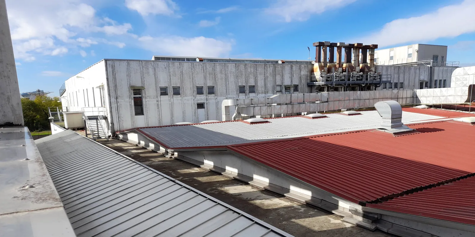 Aging industrial building roof in need of restoration