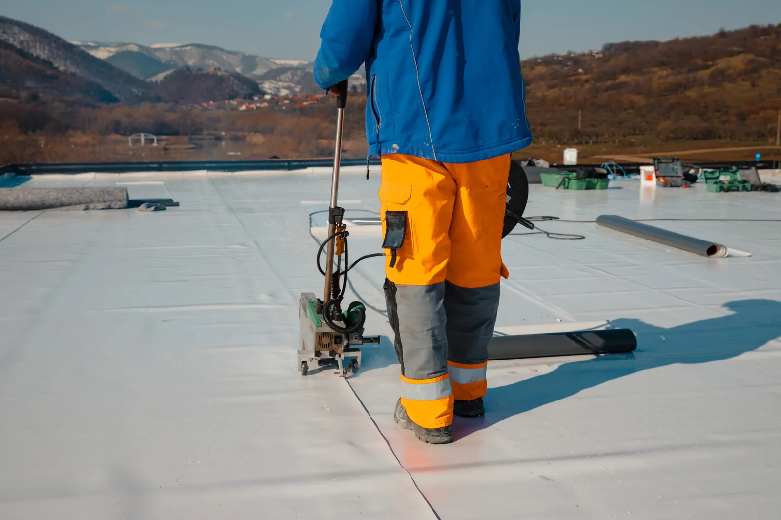 Waterproofing and insulation on a commercial flat roof
